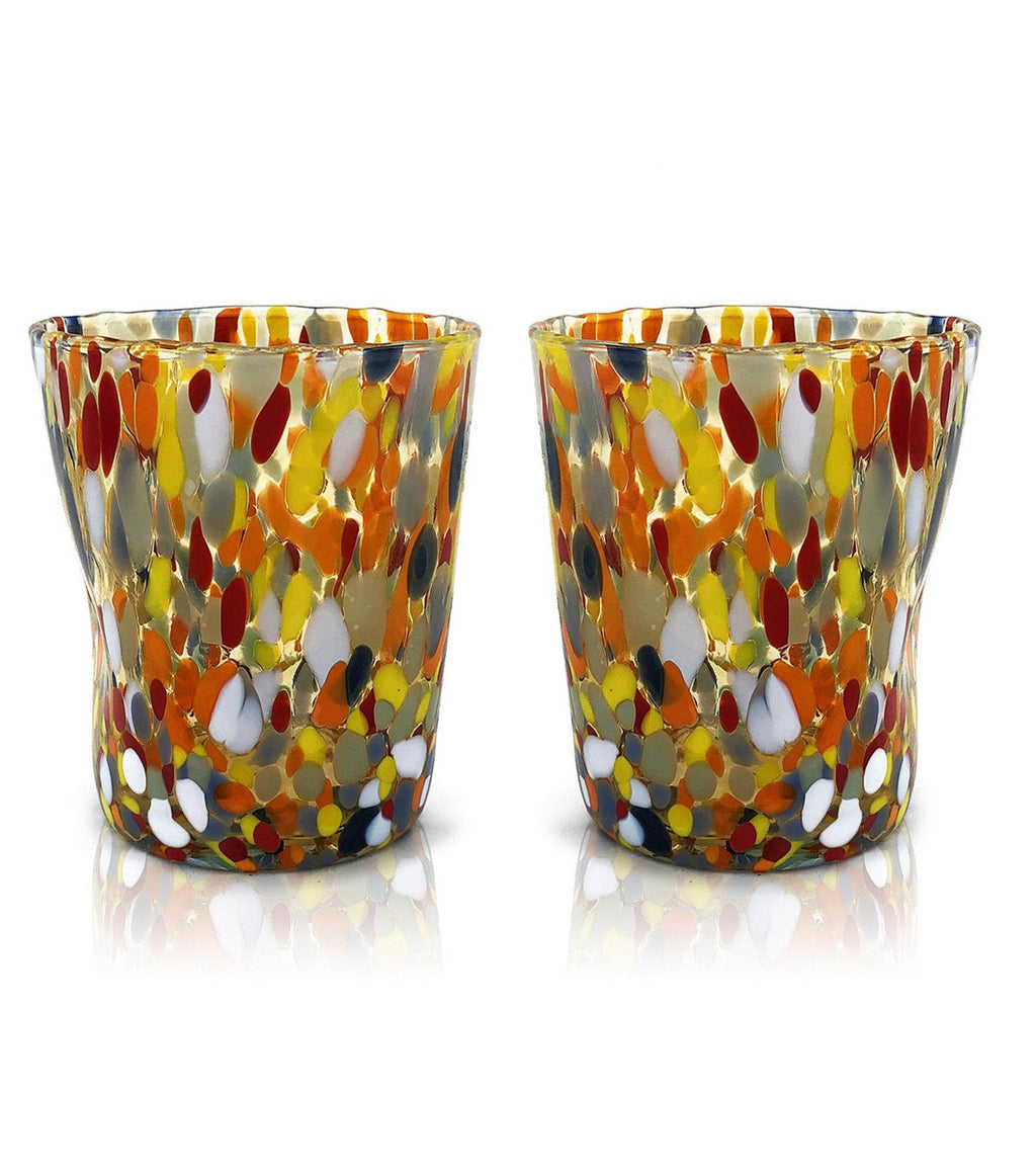 Bicchieri Tumbler Classic in Vetro Soffiati e Lavorati a Mano con Murrine di Murano, linea “I Colori di Murano” 350 ml. Made in Italy: MIX / 6