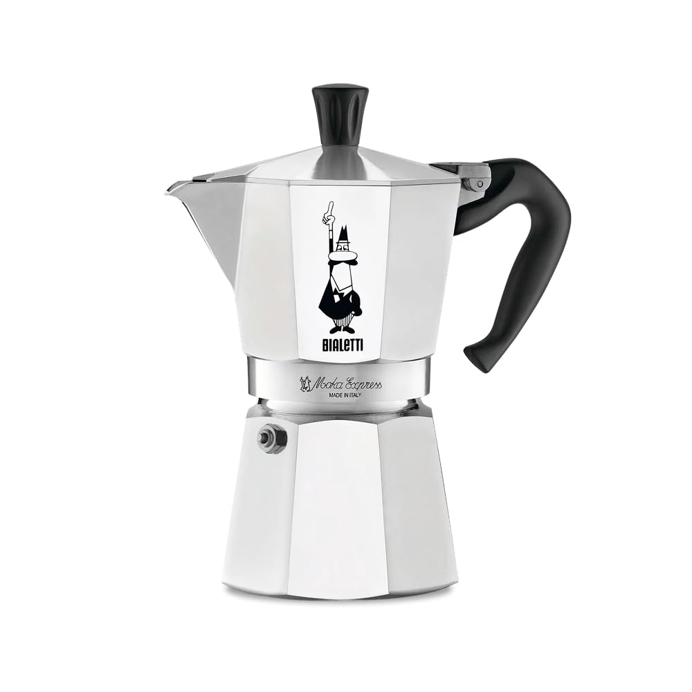 Bialetti Moka Express Caffettiera, Manico Anti Scottatura, Non Adatta A Induzione, Alluminio, Argento, 3 Tazze (130 ml)