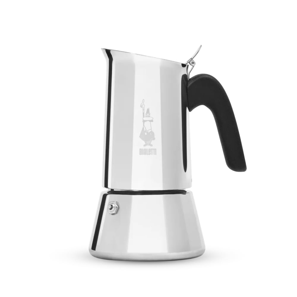 Bialetti Venus - Caffettiera ad induzione, Acciaio inossidabile, Adatta a tutti i tipi di piatti, 4 tazze da caffè (170 ml), Argento