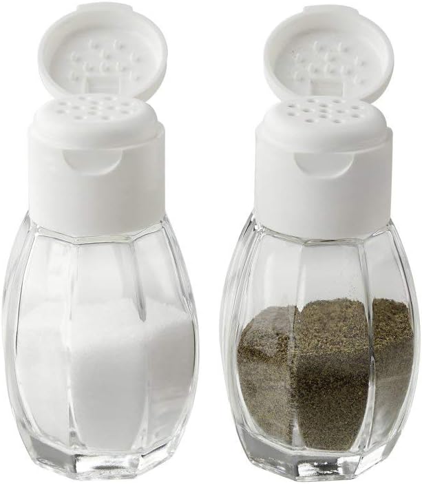 Fackelmann Glass Salt and Pepper Shakers Set with Plastic Screw Cap and Pressure Closure, Diameter 4 x 8 cm Dishwasher Safe Package Contains 2 Pieces