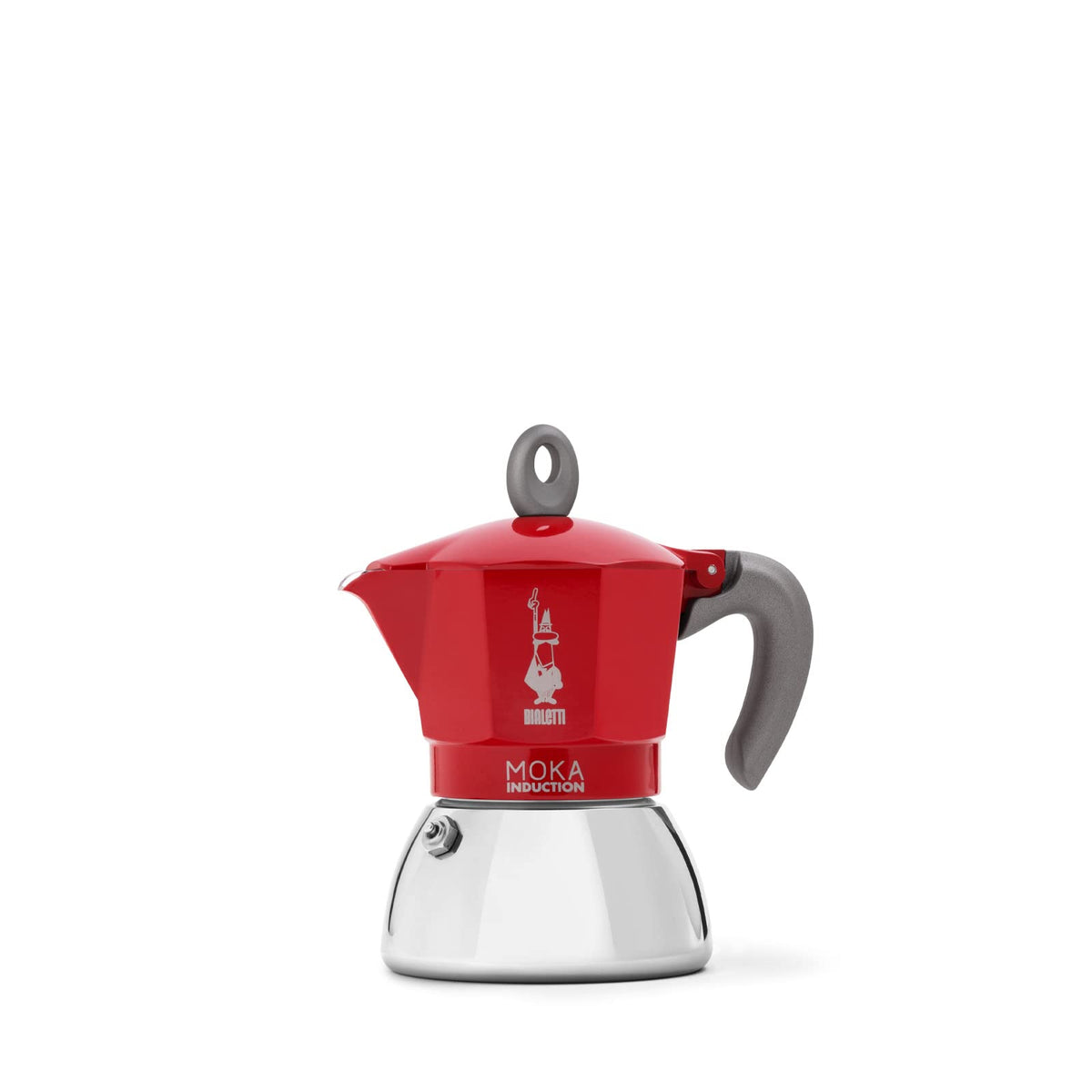 Bialetti Caffettiera Moka Induction, 2 Tazze (100 ml), Adatta a Tutti i piani cottura, Design Elegante, Nero