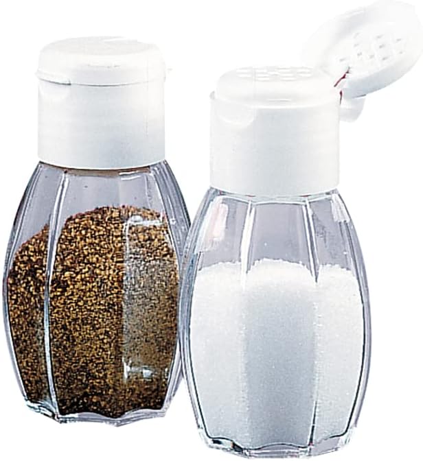 Fackelmann Glass Salt and Pepper Shakers Set with Plastic Screw Cap and Pressure Closure, Diameter 4 x 8 cm Dishwasher Safe Package Contains 2 Pieces