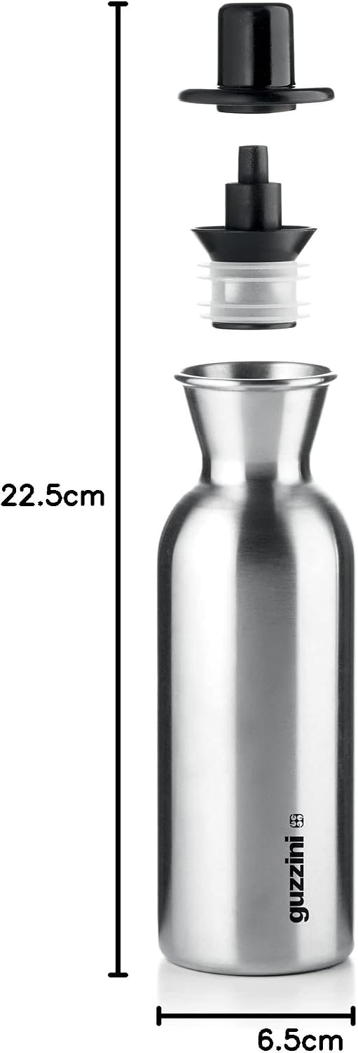 Guzzini - Kitchen Active Design, Perfect Dressing Steel Edition, Stainless Steel Oil/Vinegar Pot - Black, Ø 6.5 x H 22.5 cm | 500 CC - 11720110