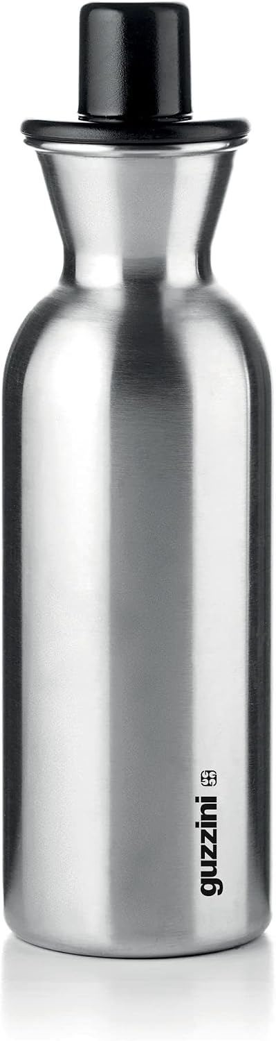 Guzzini - Kitchen Active Design, Perfect Dressing Steel Edition, Stainless Steel Oil/Vinegar Pot - Black, Ø 6.5 x H 22.5 cm | 500 CC - 11720110