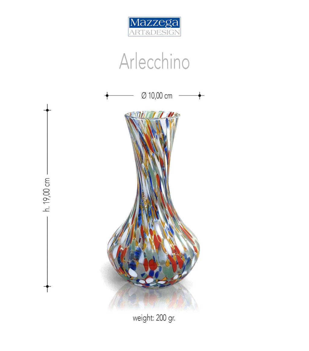 1 Vaso in Vetro Arlecchino Soffiato e Lavorato a Mano di Murano, Tesori da collezione