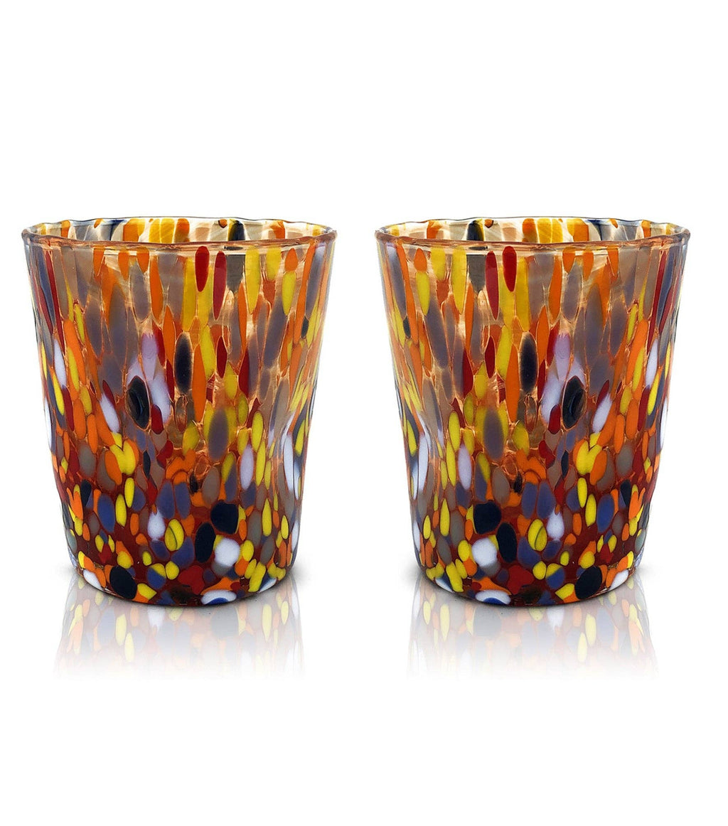 Bicchieri Tumbler Classic in Vetro Soffiati e Lavorati a Mano con Murrine di Murano, linea “I Colori di Murano” 350 ml. Made in Italy: MIX / 6