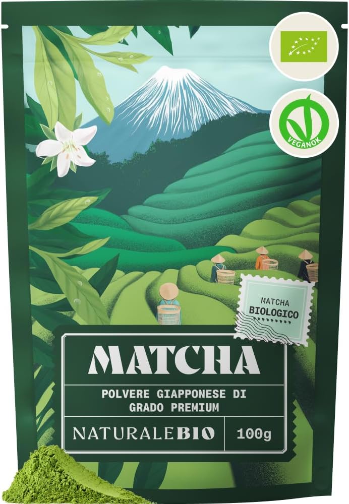 NaturaleBio Matcha Premium Giapponese Bio in Polvere con L-Teanina