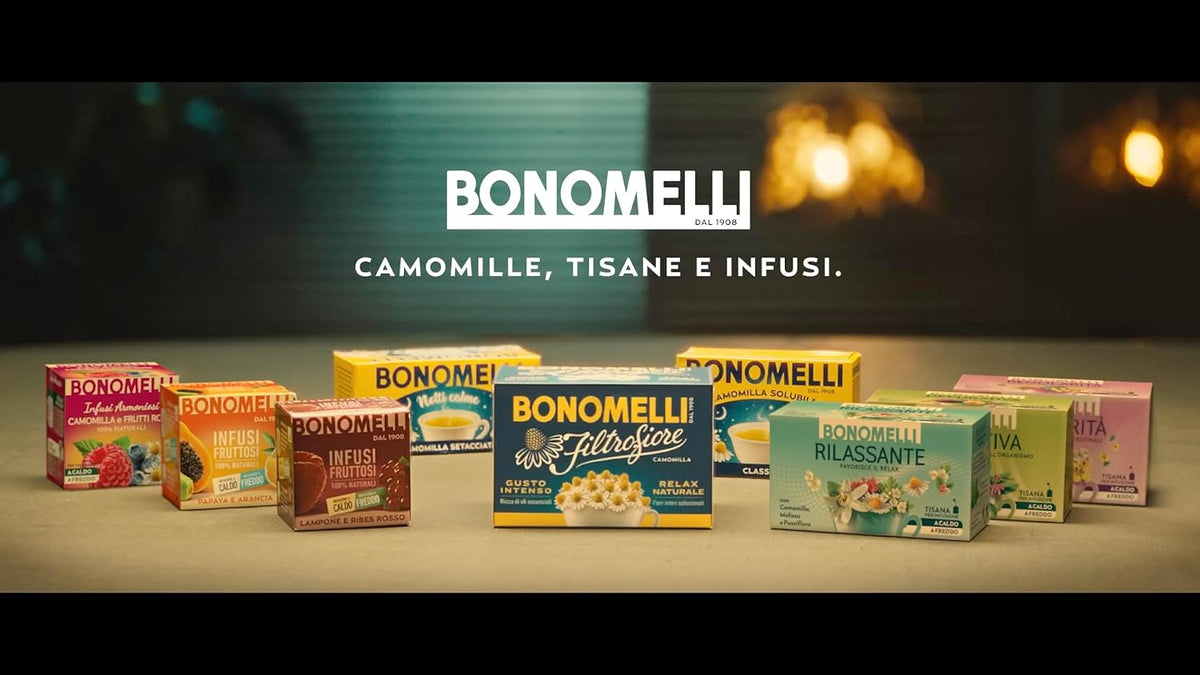 Bonomelli - Infusi Armoniosi - Camomilla e Frutti Rossi, Confezione da 12 filtri - Infusione a Caldo e a Freddo, Ingredienti 100% Naturali, Senza Zuccheri e Senza Calorie (24g)