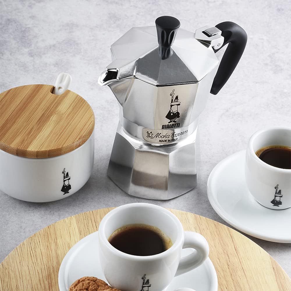 Bialetti Moka Express Caffettiera, Manico Anti Scottatura, Non Adatta A Induzione, Alluminio, Argento, 3 Tazze (130 ml)