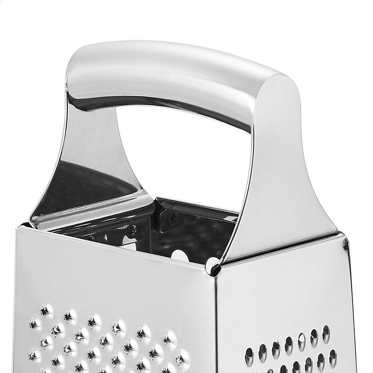 Amazon Basics Heavy Duty Rectangular Cheese Grater 4 Sided Box Stainless Steel with Non-Slip Base, 9 Inch, Black