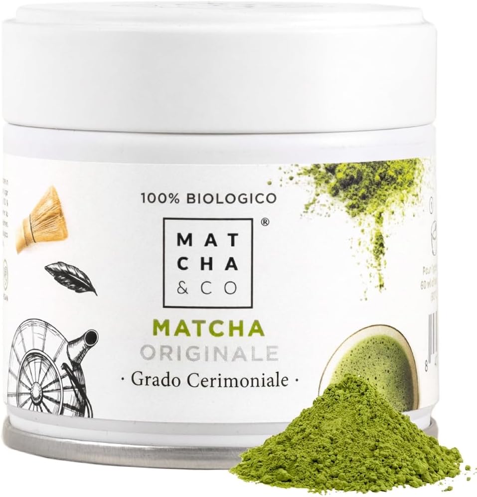 Tè Matcha 100% biologico, 30 g [qualità cerimoniale]. Tè verde biologico in polvere dal Giappone. Tè Matcha biologico. Tè verde Matcha 100% naturale.
