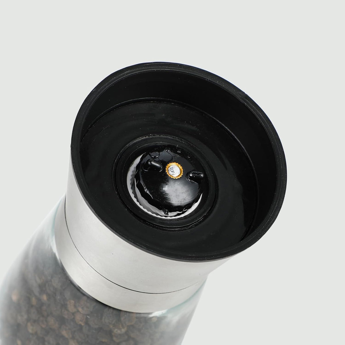 Wenrescry Set of 2 Stainless Steel Pepper and Salt Mill with Adjustable Ceramic Grinder for Fine or Coarse Grain, Clear Glass, Ideal for Spices, 180 ml