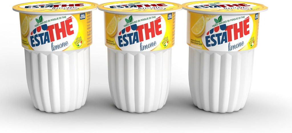 Estathé Limone - The Freddo con Vero Infuso di Foglie di The e Succo di Limone, Bevanda Analcolica Senza Glutine, 3 Bicchierini da 200 ml