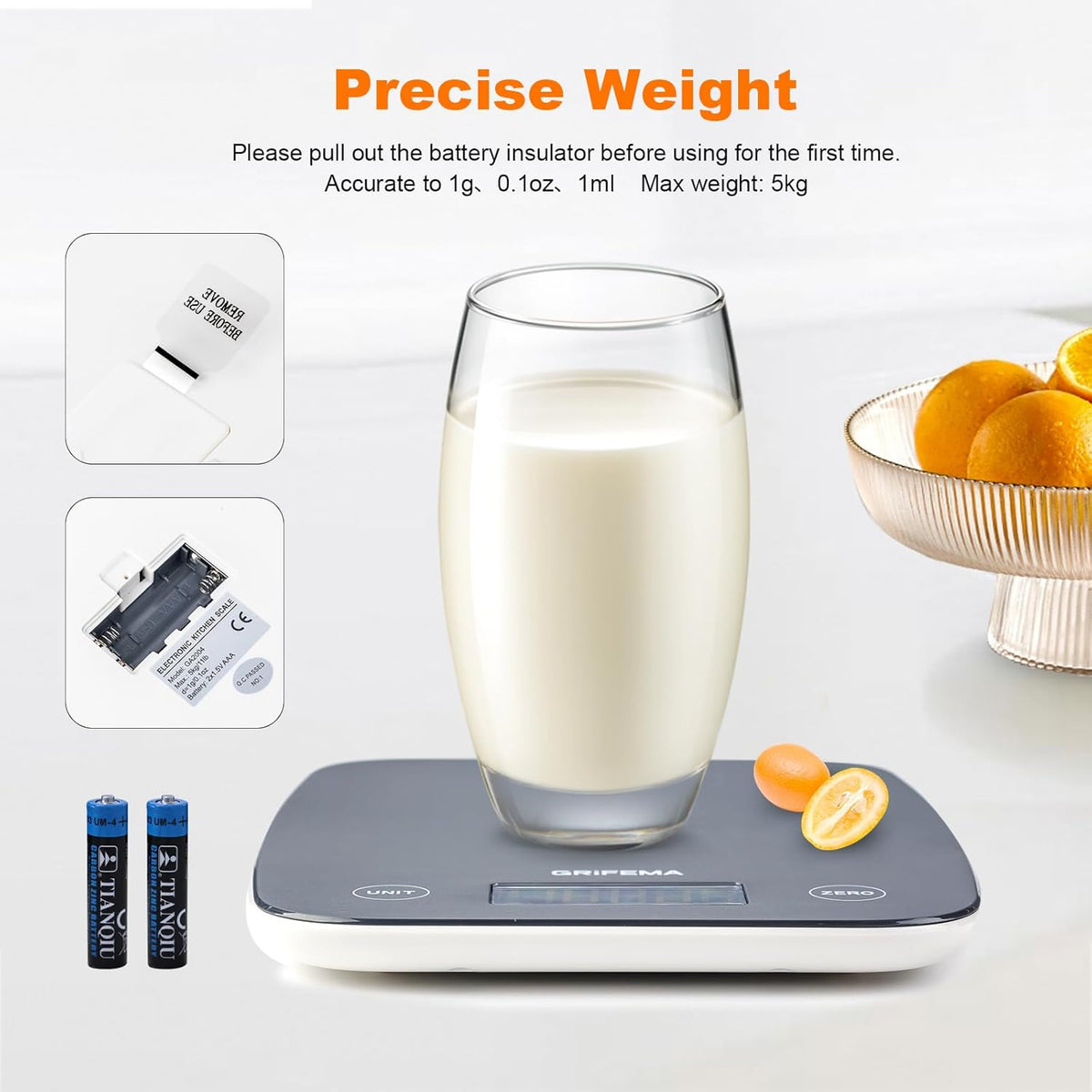 GRIFEMA GA2004 Kitchen Scale with LCD Display 11 lbs