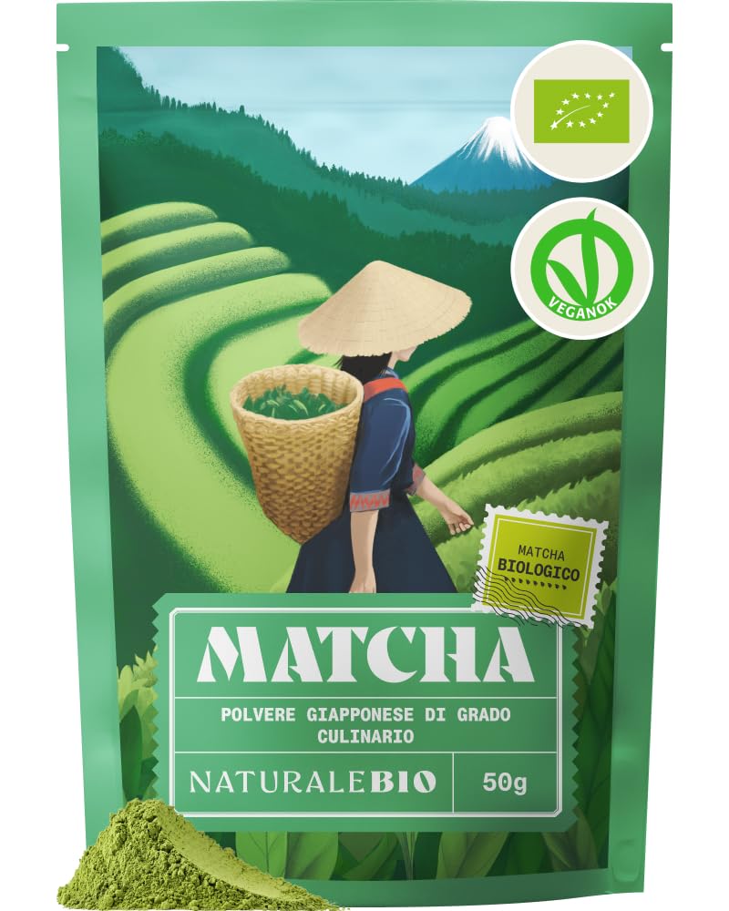 NaturaleBio Matcha Premium Giapponese Bio in Polvere con L-Teanina