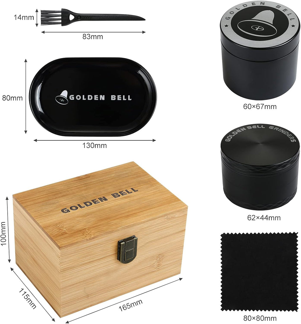 LIHAO Professional 4-Part Metal Grinder Box with Tray Storage Jar Gift for Men Christmas Valentine's Day Birthday