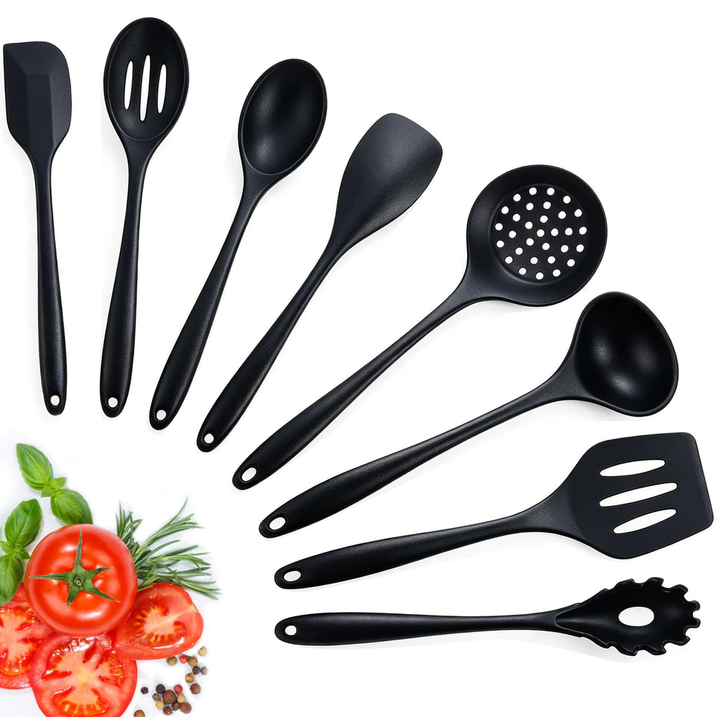 VINATO Set di Utensili da Cucina in Silicone, 12 Pezzi, Utensili Cucina, Senza BPA per Cottura, Adatto Lavastoviglie, Nero