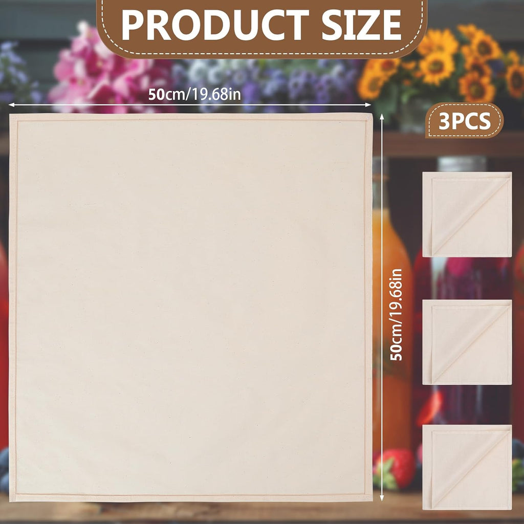 AiQInu Garza Alimentare,Filtrante per Alimenti 50×50cm Panno per Formaggio,Cheese Cloth,Tessuto Filtrante,Riutilizzabili,Cotone Naturale, per Formaggio, Succhi di Frutta, Tofu, Caffè, ecc