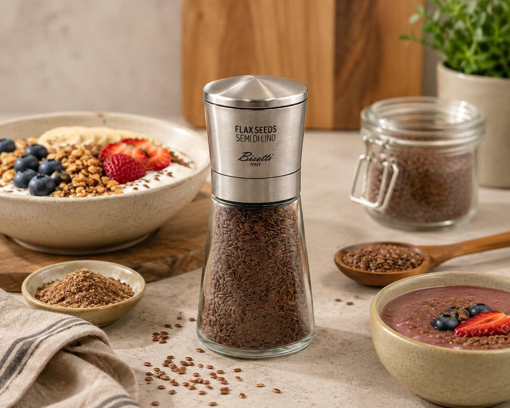 Bisetti Falx Seeds - Special Seeds with Stainless Steel Cap, Made in Italy, Glass and Metal, Silver/Clear, Height 14.5 cm