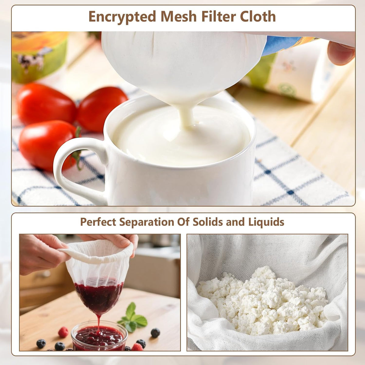 AiQInu Garza Alimentare,Filtrante per Alimenti 50×50cm Panno per Formaggio,Cheese Cloth,Tessuto Filtrante,Riutilizzabili,Cotone Naturale, per Formaggio, Succhi di Frutta, Tofu, Caffè, ecc