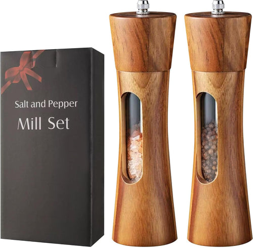 2 Pieces Pepper Mill, Salt and Pepper Mill, Manual Wooden Pepper