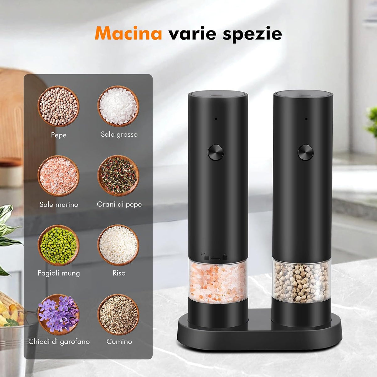Salt and Pepper Mills Electric Pepper Mill with Stand