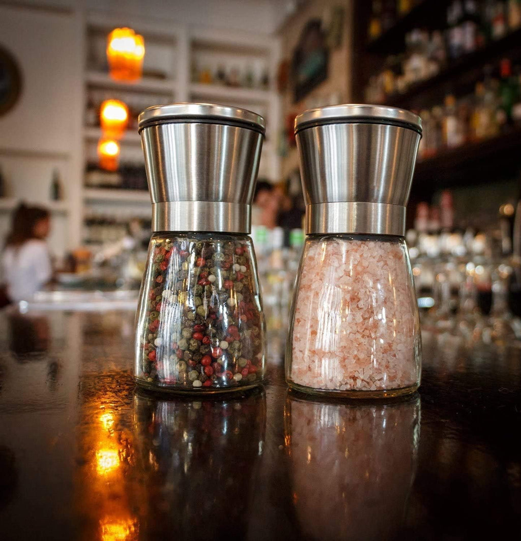 Stainless Steel Pepper Mill with Adjustable Ceramic Manual Crusher Herb Grinder Suitable for Coarse Sea Salt, Peppercorns