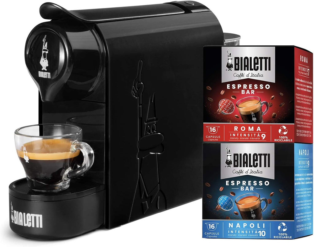 Bialetti Gioia Espresso Machine Including 32 Capsules, Works Only with Capsules, Black