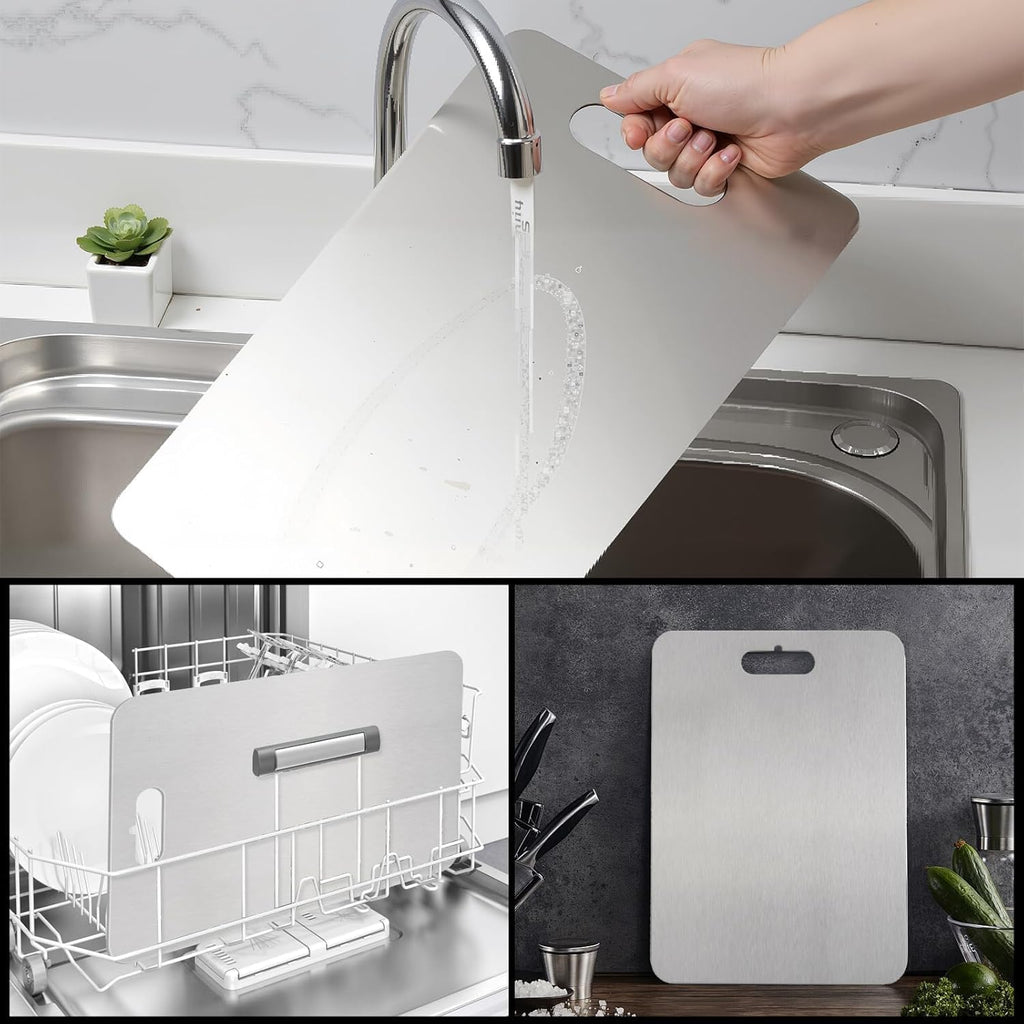 2 Pezzi Tagliere Acciaio Inox, Tagliere in Acciaio Inox Alimentare