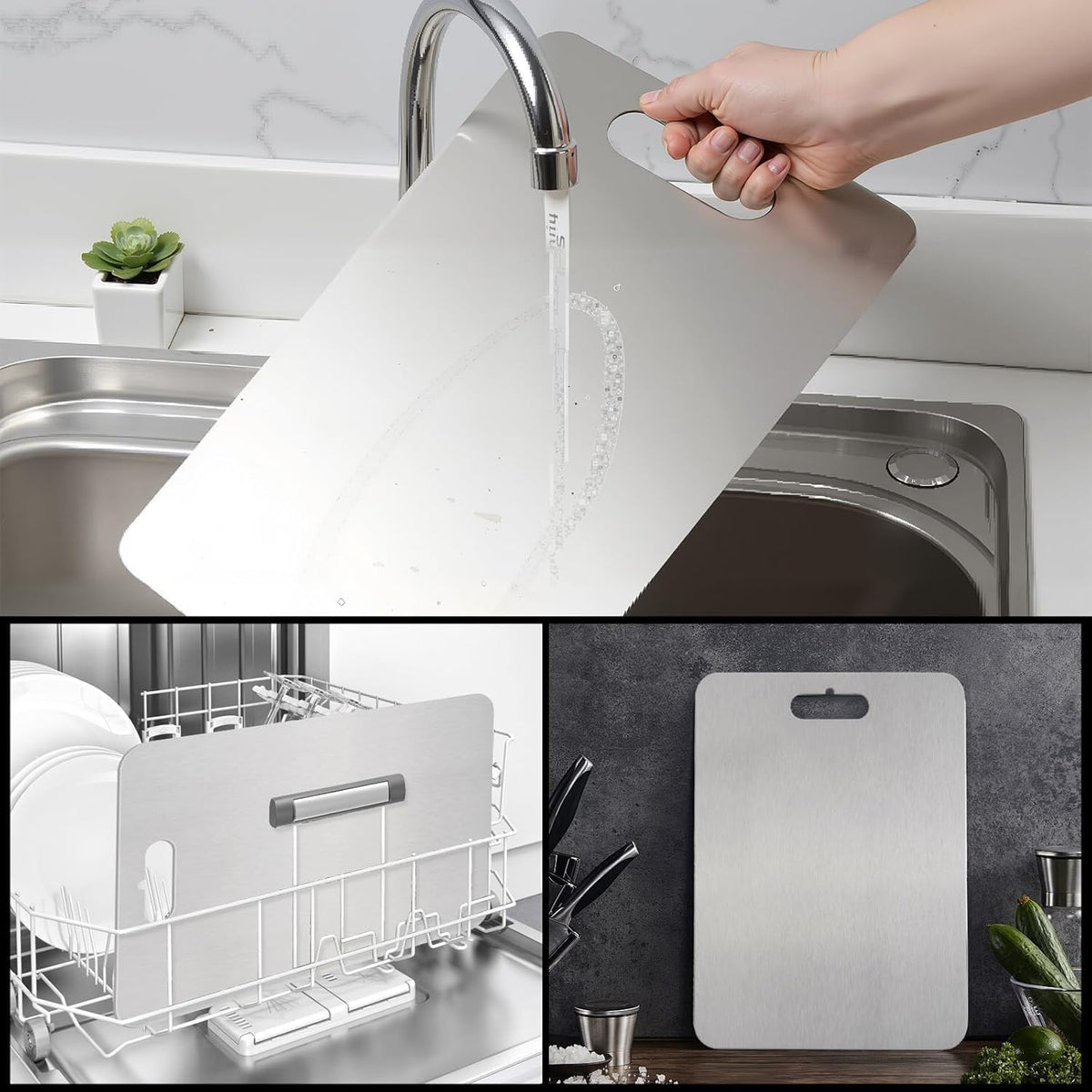 2 Pezzi Tagliere Acciaio Inox, Tagliere in Acciaio Inox Alimentare