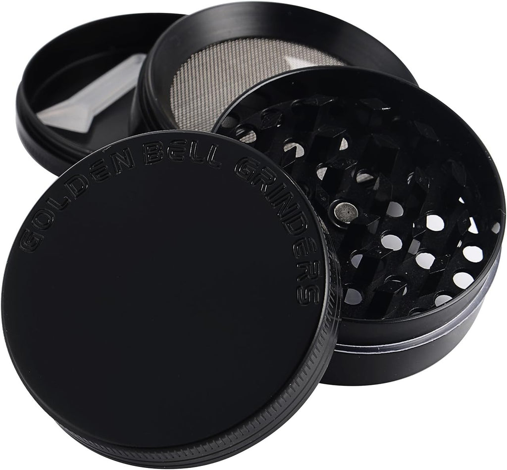LIHAO Grinder Macina per Spezie e Erbe in Lega di Zinco in 4 pezzi, Nero, Design Ergonomico, 2”(50mm)