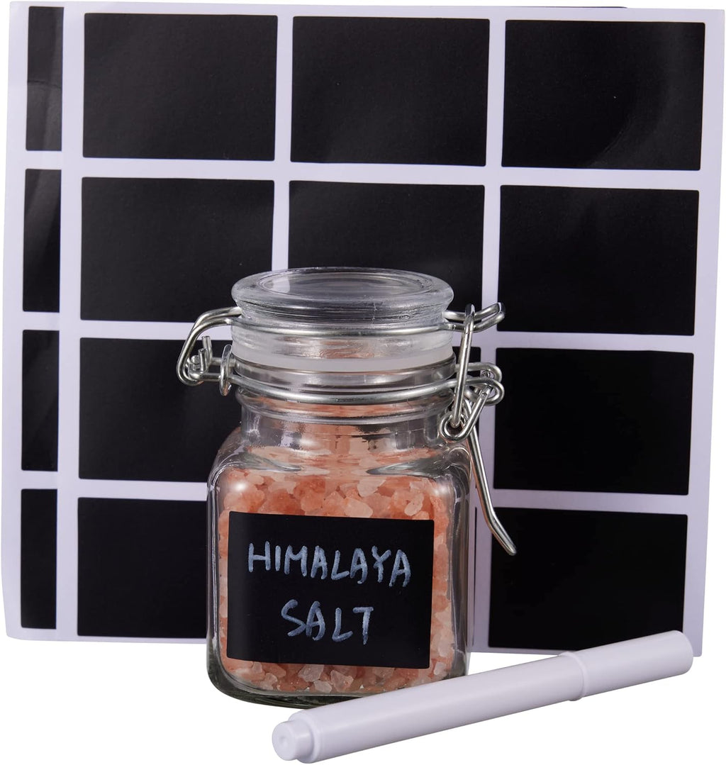 Oak & Steel - 12 Pieces Jars with Lever Closure, 100 ml - Includes 24 Labels and Marker Pen (7 x 5 cm)