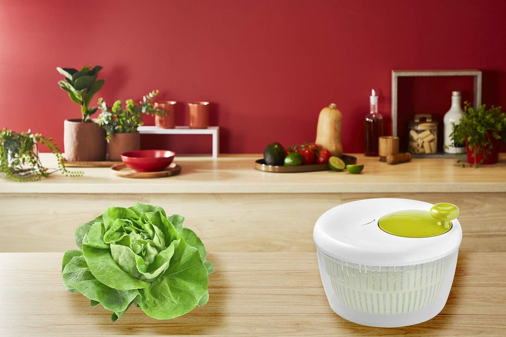 Moulinex Classic Centrifuga per insalata 5 L (5/7 peri), lavabile in lavastoviglie, Essa la insalata in modo semplice e veloce, pulsante stop, prodotto in Francia K1690104, prodotto in Francia