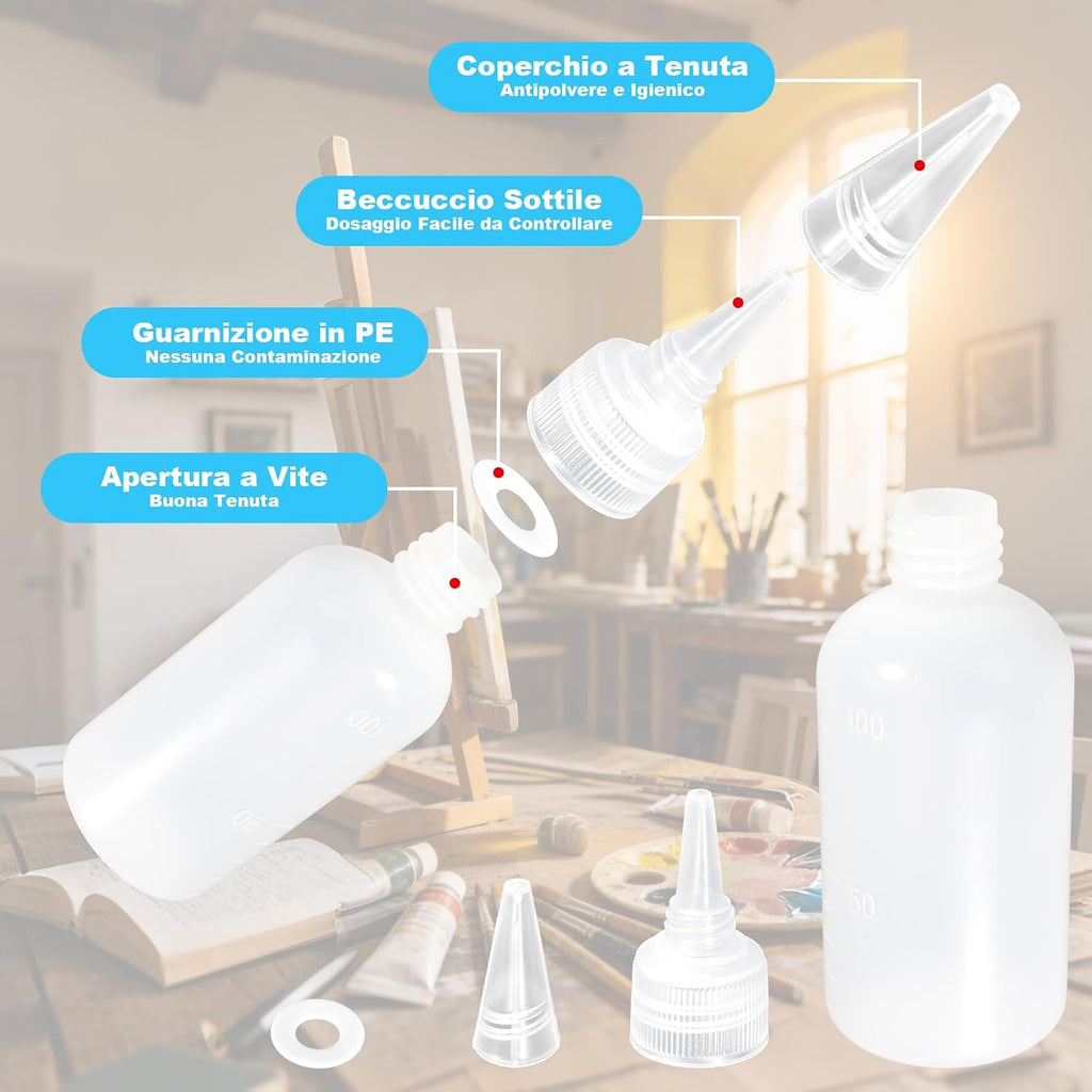 12 x 100 ml Plastic Squeeze Bottles, Squeeze Bottles, Liquid Bottles for Sauces, Ketchup