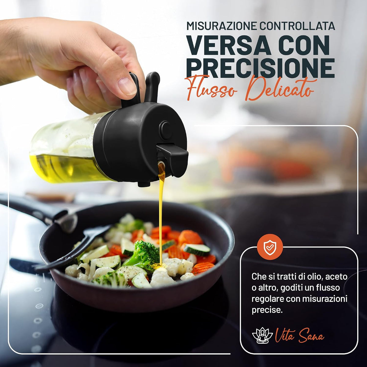 PORTENTUM Spruzzino Olio per Friggitrice Aria 500ml 2 in 1, Dosatore Bottiglia e Oliera Spruzzino olio, Accessori friggitrice ad aria nebulizzatore per Alimenti e Spruzzatore (Nero)