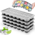 Set of 4 Ice Moulds with Lids, Ice Moulds Silicone 100% BPA Free and LFGB Certified, Stackable Space-Saving Trays Ice Cubes for Cocktail Whiskey