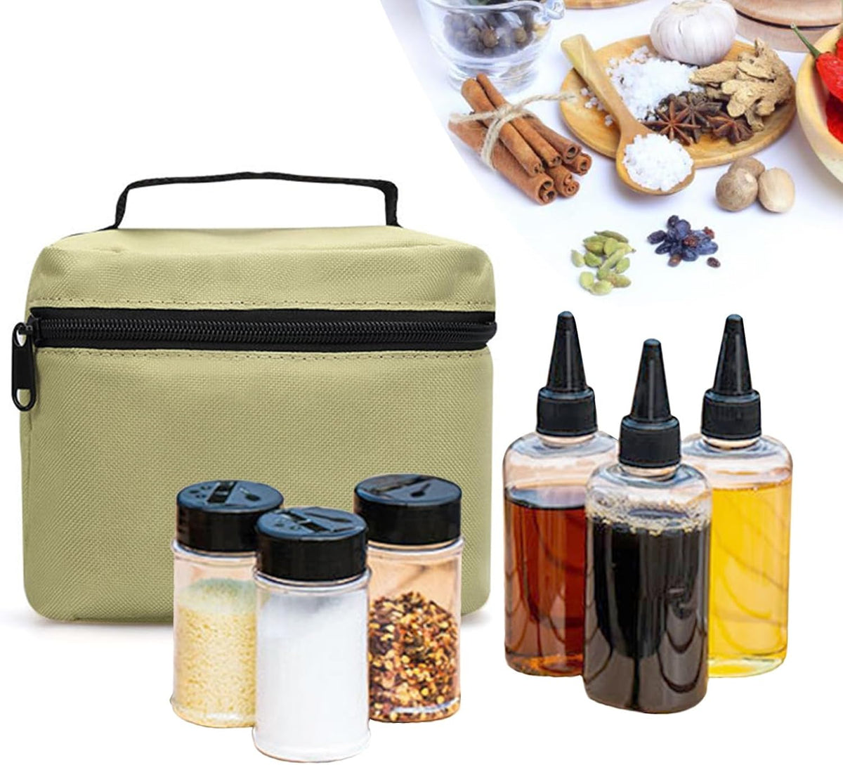 RoseFlower 6 x Portable Bottle of Holder Conditioning, Salt Oil Holder for Outdoor Travel, Spice Jar, Transparent Seasoning and Vinegar Bottle Container for Transportation Travel, Camping