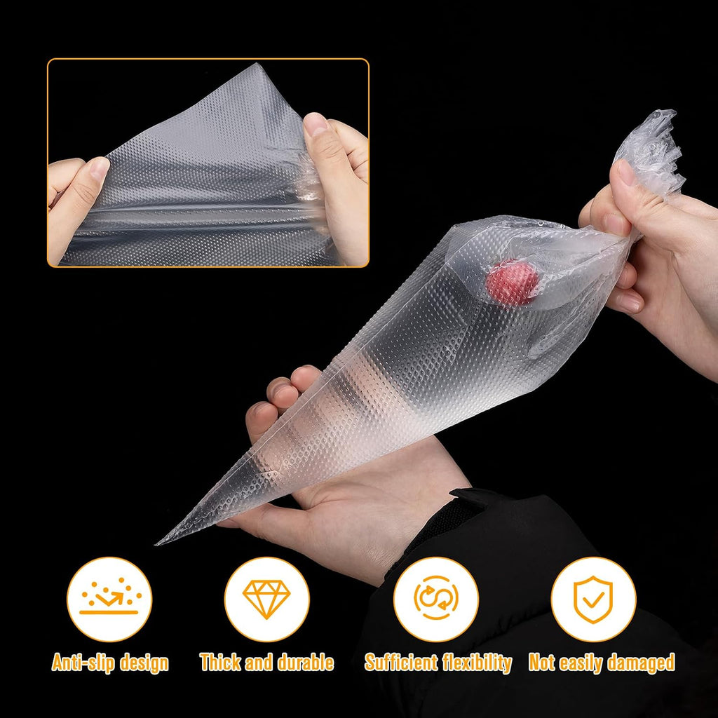 Carehabi Disposable Piping Bags, 100 Pieces Pastry Bags for Decorating Biscuit Cakes, Cake Decorating Bags (20 x 30 cm)