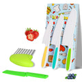 HOTUT 9 Piece Children's Kitchen Knives Set, 4 Pieces Fruit Knife for Children and Wooden Knife, Chopping Board and 2 Pieces Peeler, Potato Knives for Cutting Fruit or Vegetable