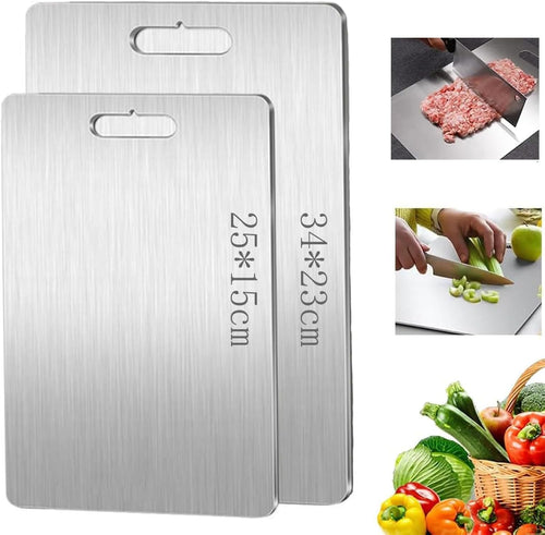 2 Pezzi Tagliere Acciaio Inox, Tagliere in Acciaio Inox Alimentare
