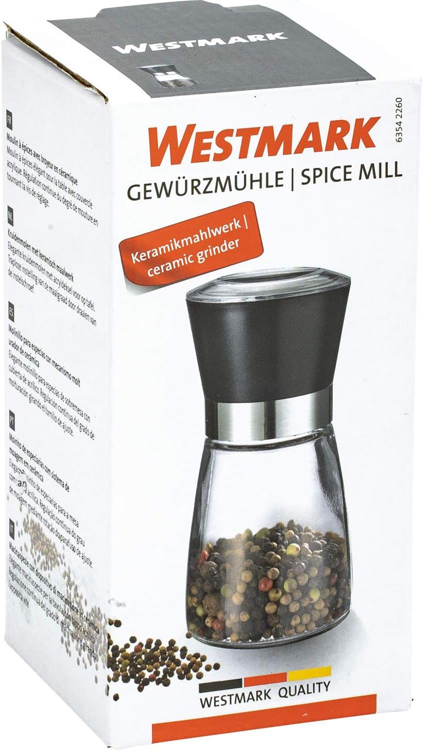 Westmark 63542260 Adjustable Ceramic Spice Grinder Glass/Plastic Black/Silver/Transparent