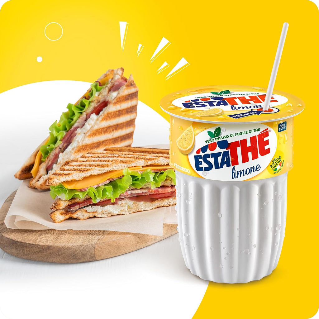 Estathé Limone - The Freddo con Vero Infuso di Foglie di The e Succo di Limone, Bevanda Analcolica Senza Glutine, 3 Bicchierini da 200 ml