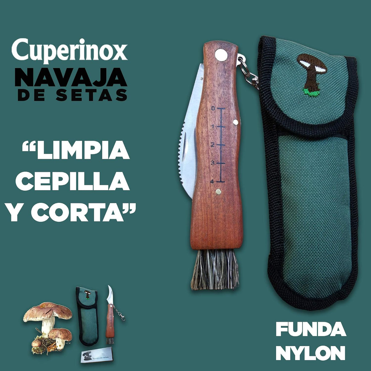 coltello per funghi, in acciaio inox, con custodia, coltello incluso, coltello micologica