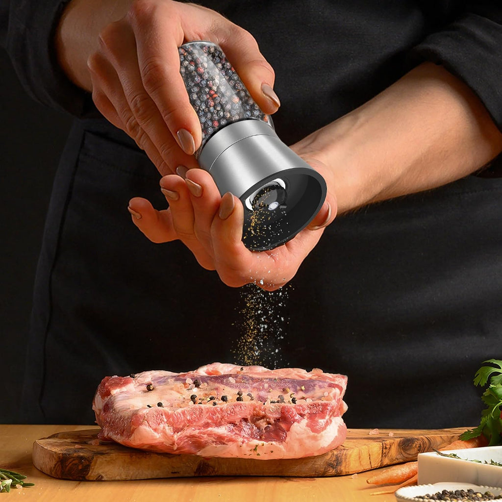 KitchenBoss Salt and Pepper Grinder: 2 Pieces Manual Pepper Mill Mincer, Salt and Pepper Mill Set with Ceramic Grinding Core, for Coarse Sea Salt, Pepper Beans [Without Spices Content]