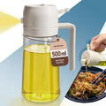 PORTENTUM Spruzzino Olio per Friggitrice Aria 500ml 2 in 1, Dosatore Bottiglia e Oliera Spruzzino olio, Accessori friggitrice ad aria nebulizzatore per Alimenti e Spruzzatore (Nero)