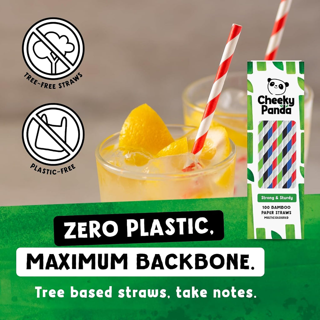 The Cheeky Panda Multicoloured Bamboo Straws | 100 Pieces | 200 mm