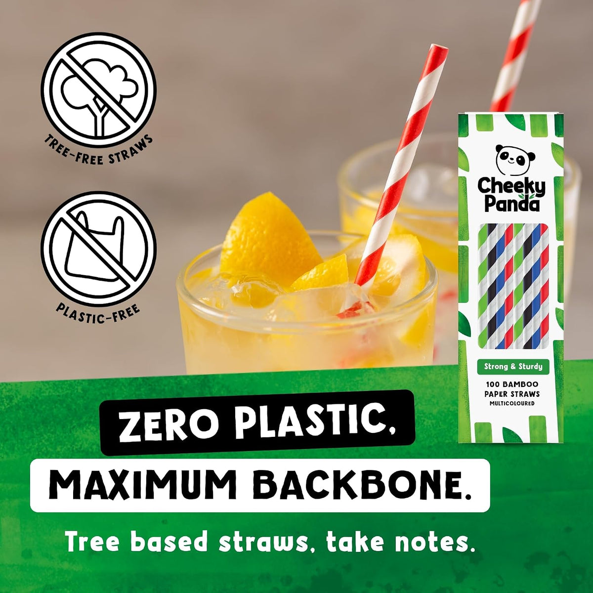 The Cheeky Panda Multicoloured Bamboo Straws | 100 Pieces | 200 mm