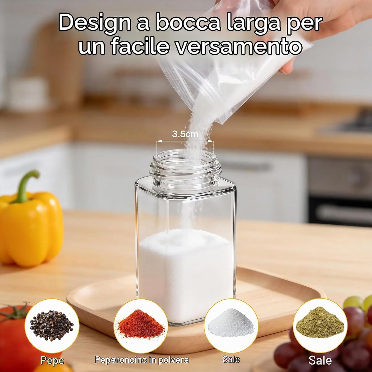 5 Piece Set of Oil Vinegar Salt Pepper, Glass Without Lead