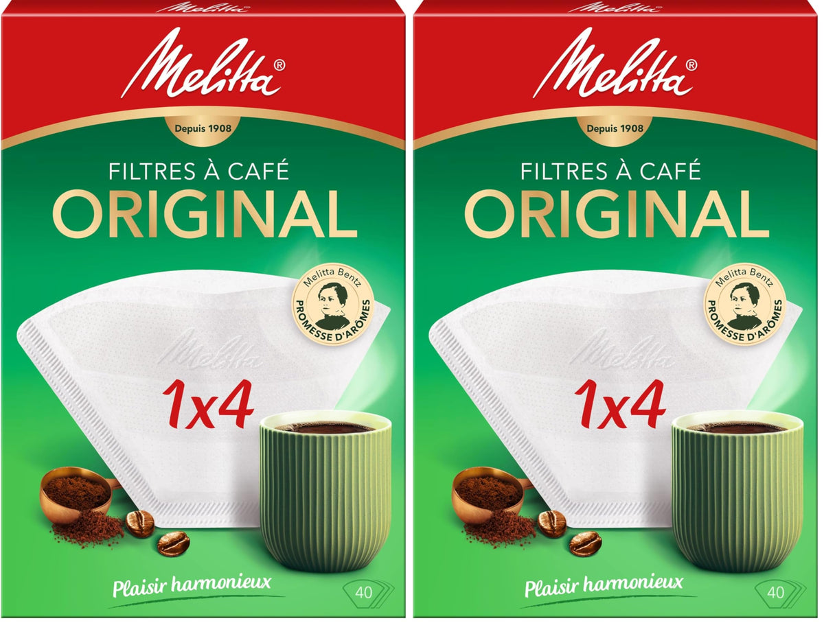 Melitta Original Filtri 1 x 4, Confezione da 40, Bianco