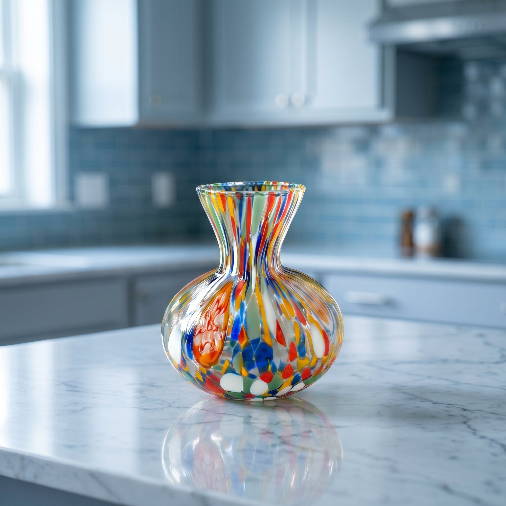 1 Vaso Arlecchino in Vetro di Murano Soffiato a Mano 🇮🇹
